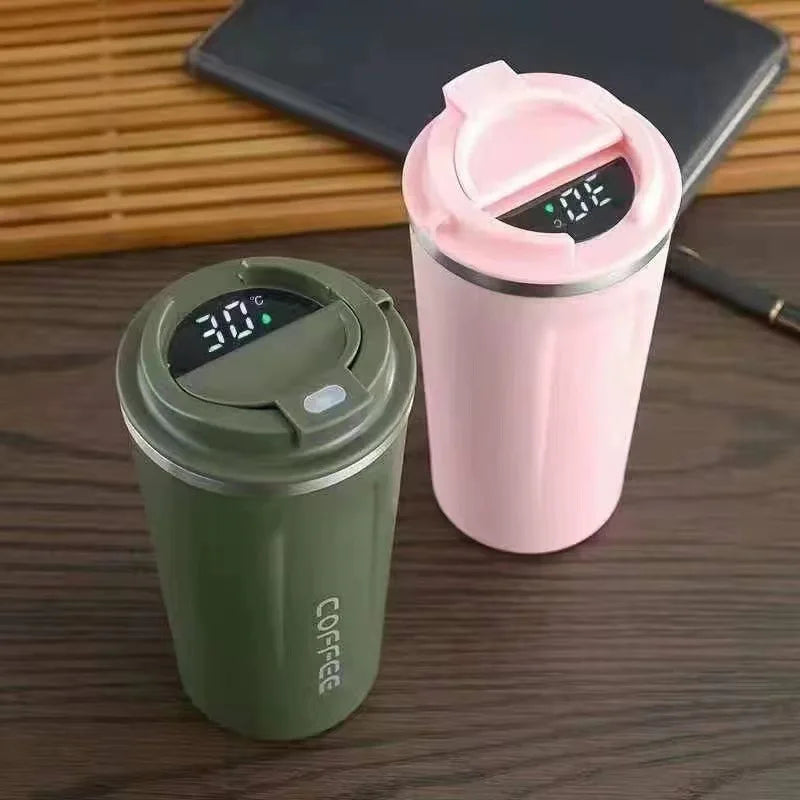 Tasse à café Thermos 380/510 ml en acier inoxydable avec affichage de la température, bouteille d'eau isolée, flasque sous vide.