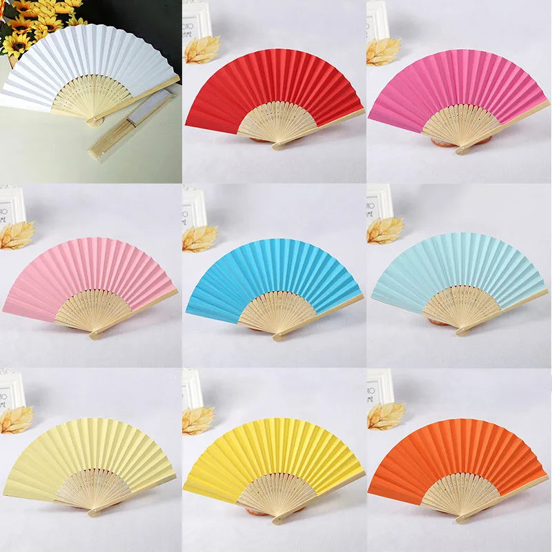 Éventails pliants portables en papier et bambou, blancs, à faire soi-même, pour la calligraphie, la peinture, décoration de mariage, cadeaux de mariage