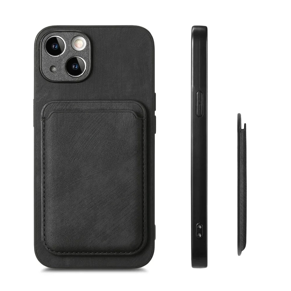 Vintage-Lederhülle mit abnehmbarem magnetischem Kartenhalter für iPhone 17 Air 16e 16 Pro Max 15 14 Plus 13 12 11