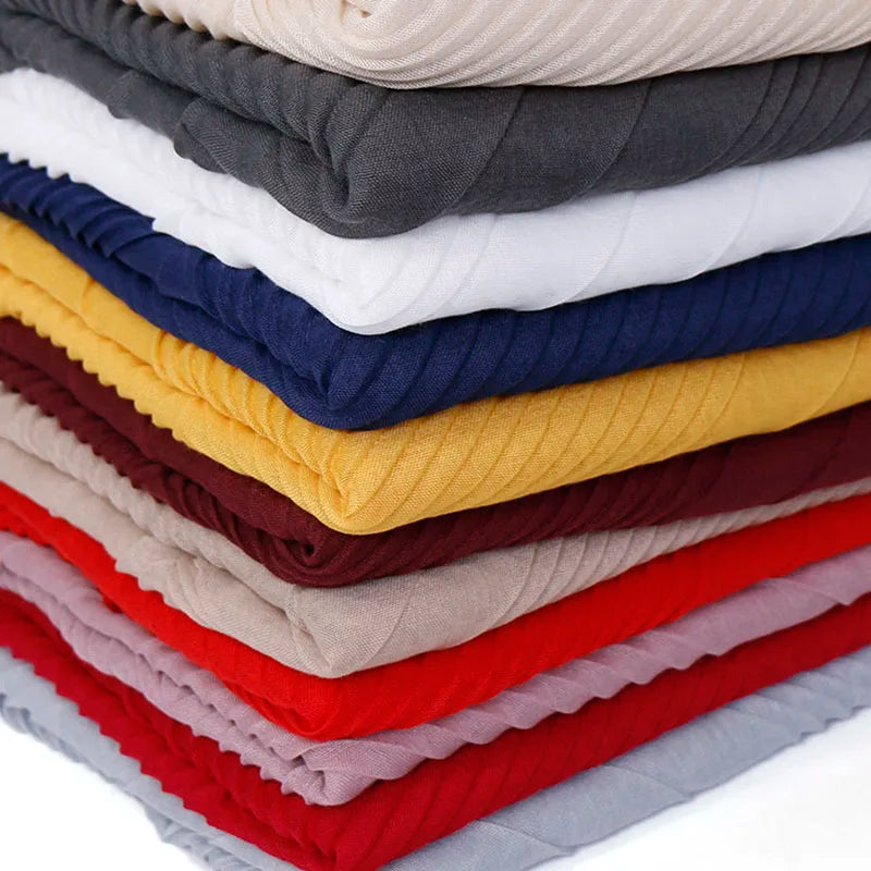 Grand Foulard en Coton Plissé Froncé Hijabs pour Femmes Voile Musulman Turban Écharpe Froncée Châle Foulards Islamique Foulard Femme Hijab