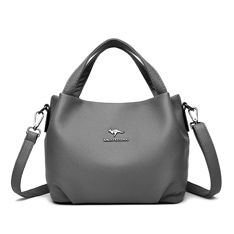 Damen Handtaschen aus weichem Leder Luxus Designer Handtasche Einfarbig Damen Schulter Umhängetasche und Geldbörse Pendler-Tasche