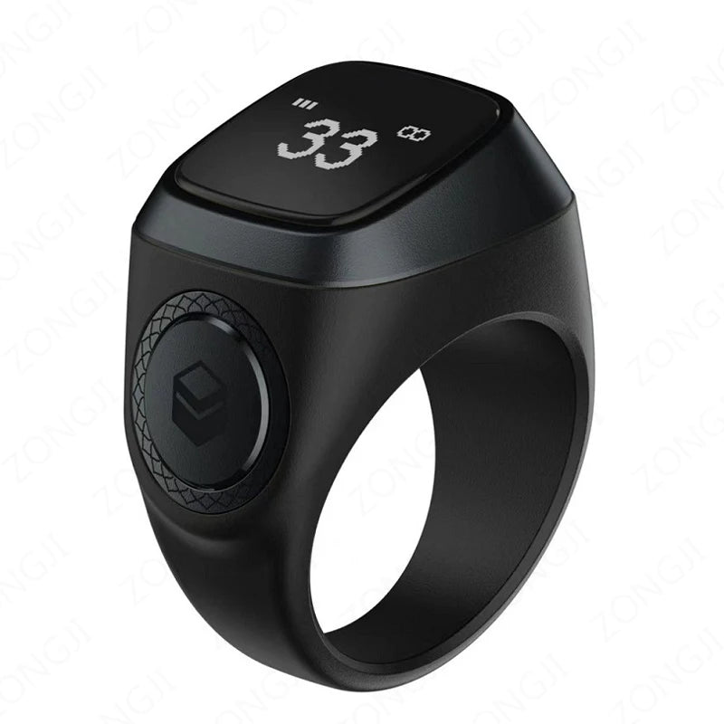 Bague de Zikr Intelligente IQibla 2025, Tasbih de Louange, Compteur Numérique Électronique pour Musulmans, Rappel de Prière par Vibration, Étanche
