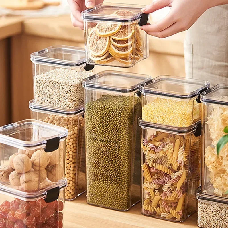 Bocaux scellés de 460 à 1800 ml, organisateur de cuisine pour le stockage des céréales, grand réservoir en plastique, boîte de rangement étanche à l'humidité, bocaux à condiments ménagers
