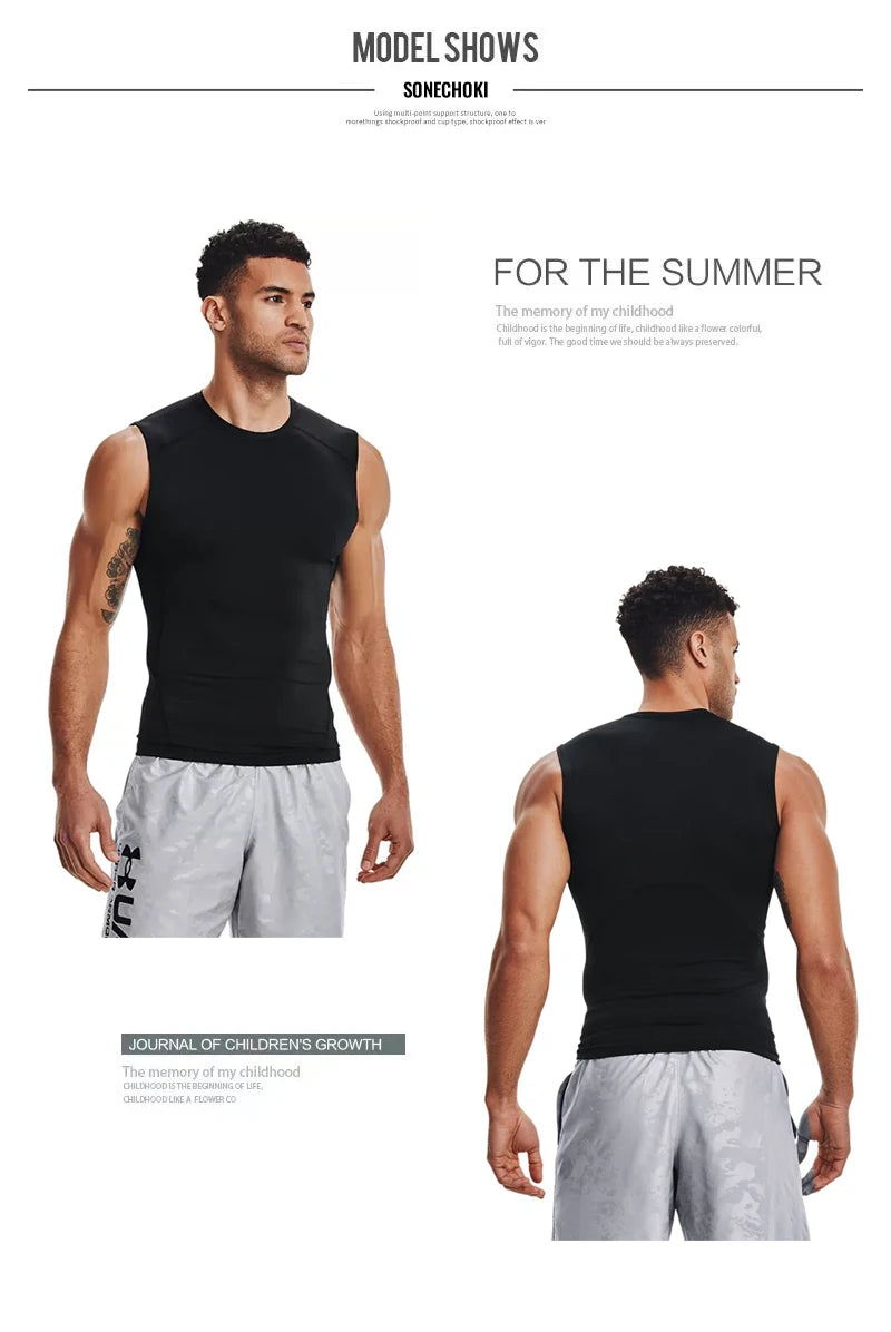 Débardeur de Compression Homme Chemise de Sport Sans Manches Séchage Rapide Musculation Fitness Gilet Entraînement Haut Musculaire