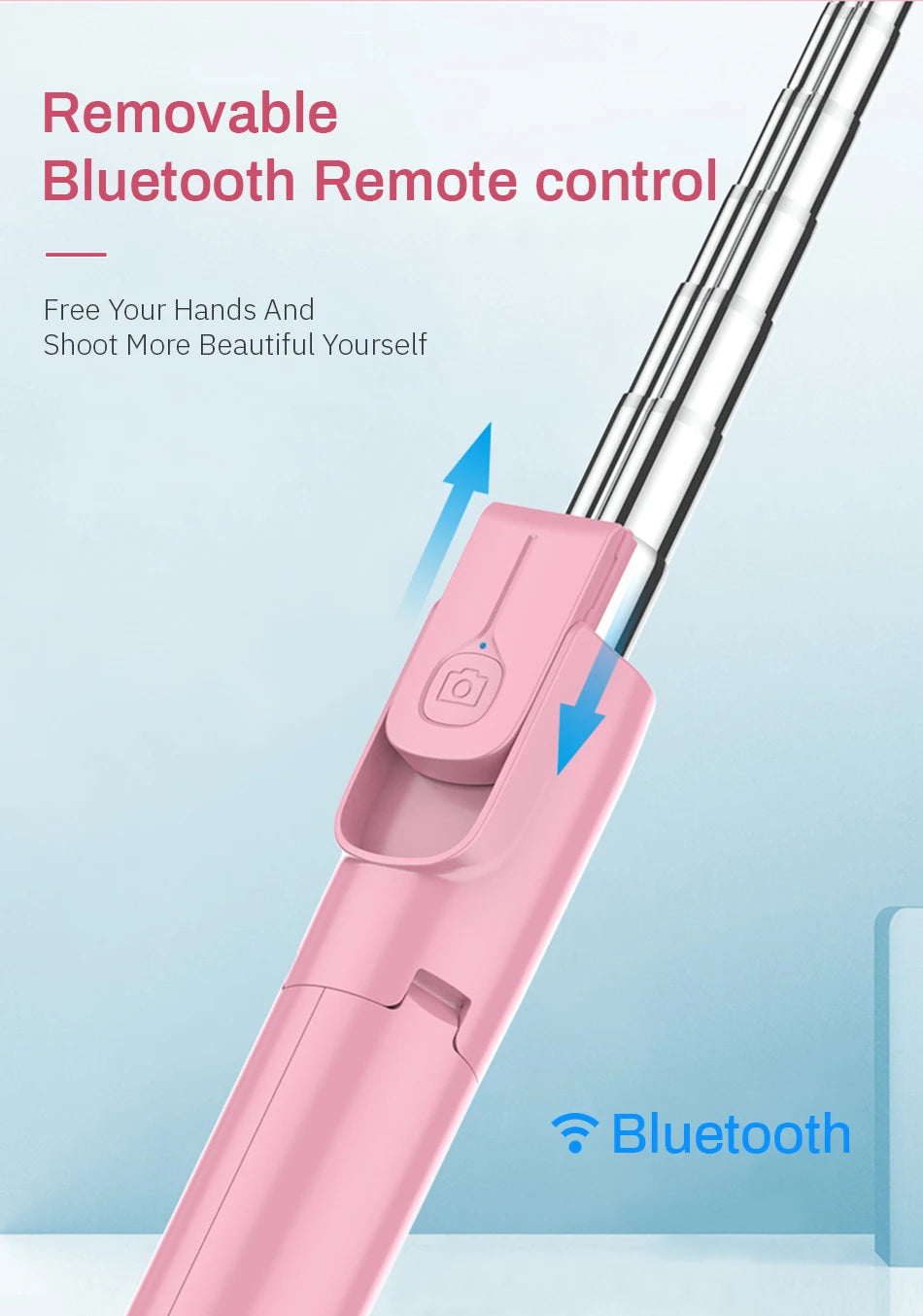 4in1 Wireless Bluetooth Compatible Selfie Stick LED Ring light Extendable Handheld Monopod Live Tripod for iPhone X 8 Android