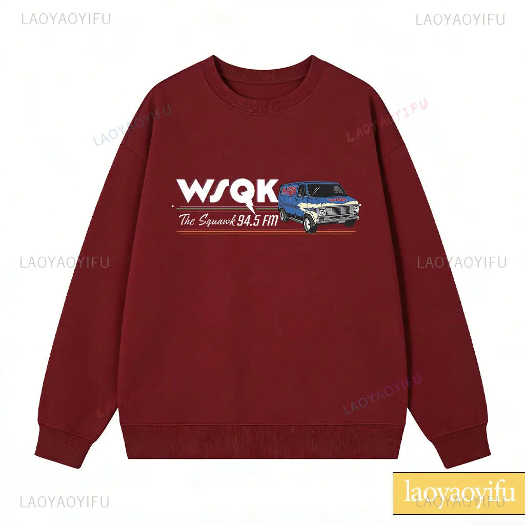 WSQK The Squawk 94.5 FM Radio Sweatshirt Wsqk Unisex Sweatshirts Vintage Sci-Fi Crewneck 80er Nostalgie Sweater Retro Shirt Geschenk