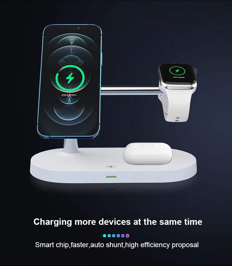 3-in-1 Magnetisches kabelloses Ladegerät für iPhone 16 15 14 13 12, Schnellladestation für Apple Watch 10 9 8 7 6 5 4, Airpods 2 3 Pro