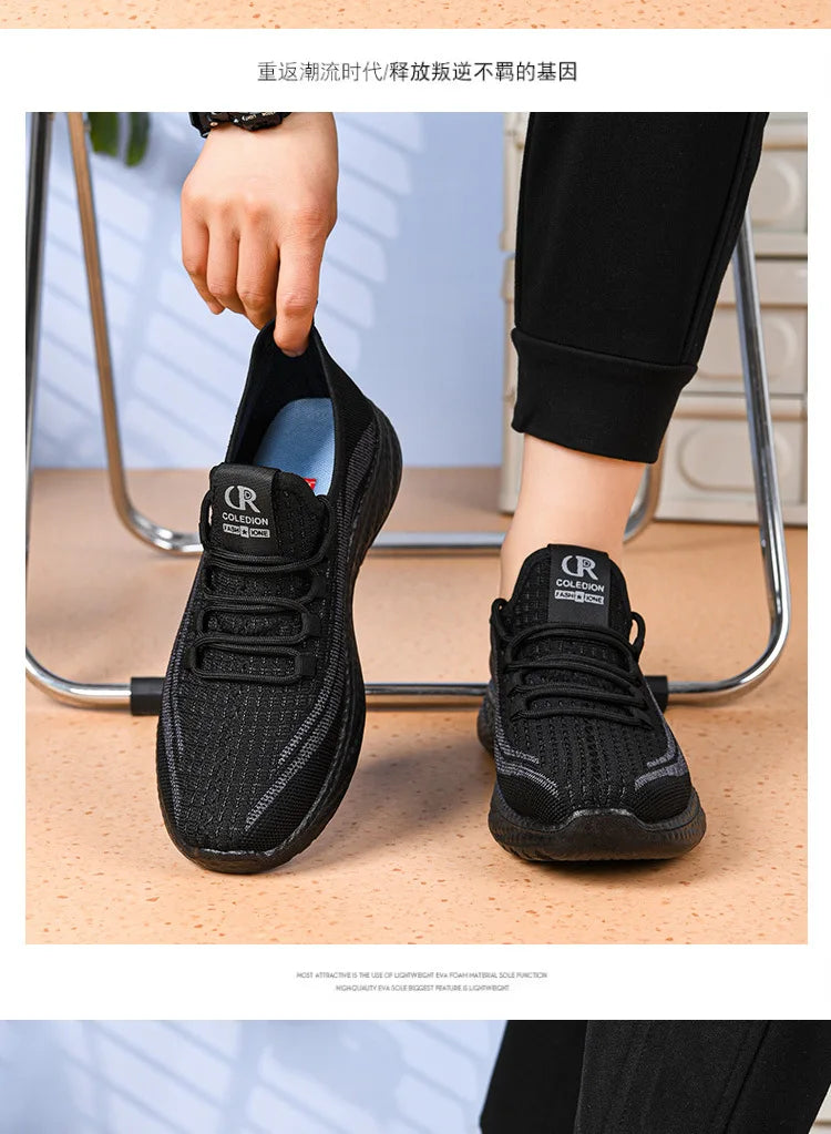 Chaussures de sport et de loisirs à semelle souple, anti-odeurs, respirantes et confortables pour hommes, idéales pour le travail, collection printemps et automne.