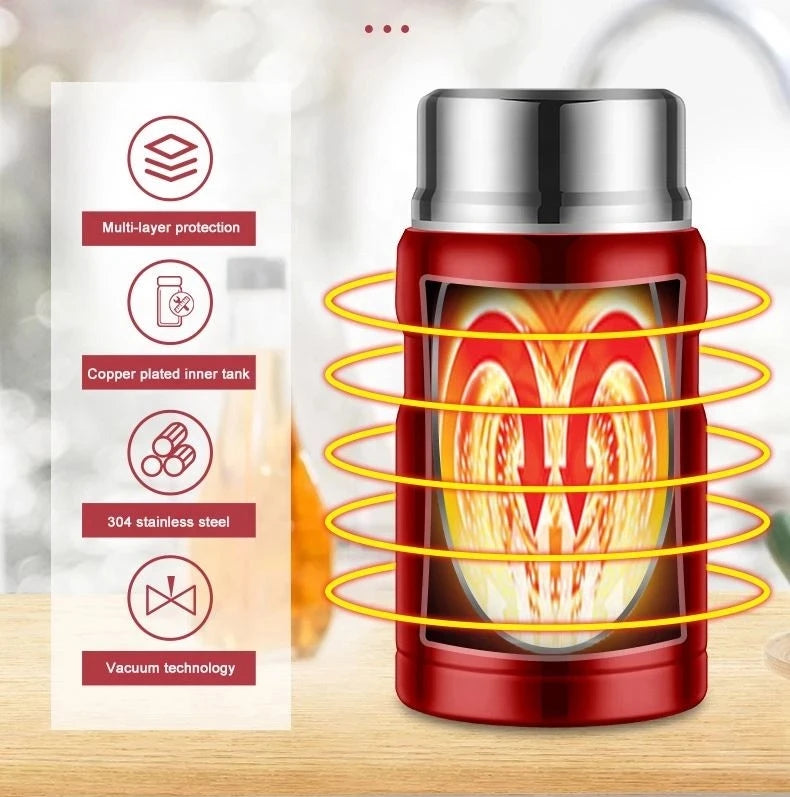 750ml Large Capacity Thermos Stainless Steel Jar Lunch Box Food Soup Container Food Flask Free With spoon