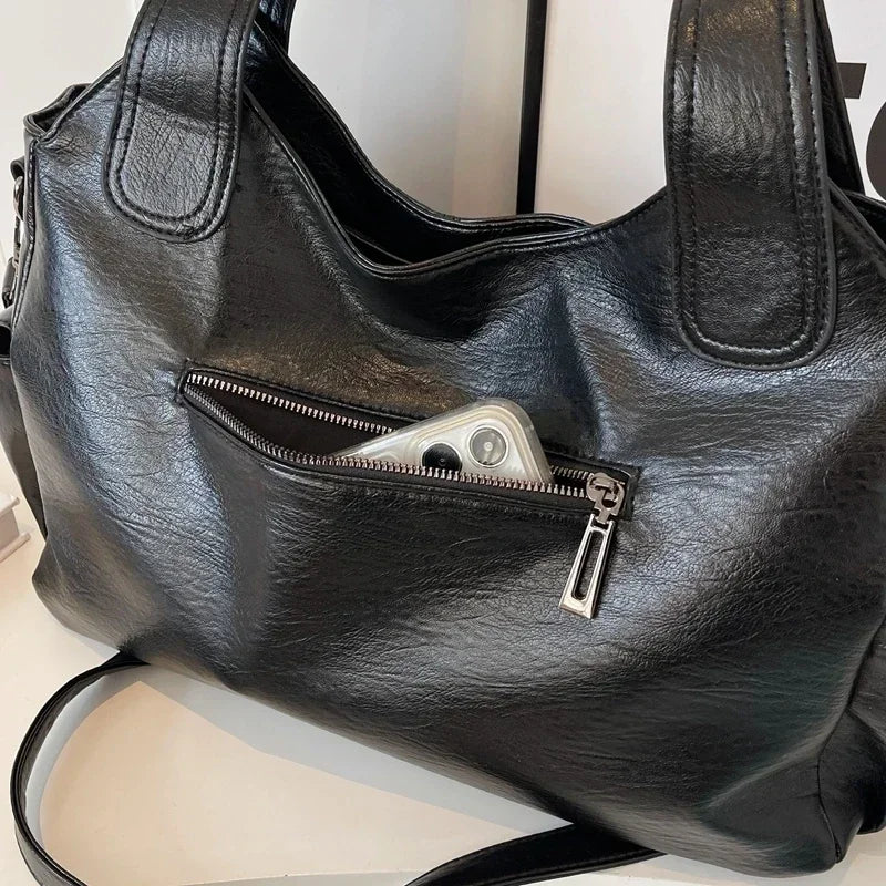 Heiß begehrte Umhängetasche mit weichem Innenfach 2024Hochwertige Damentasche in Kontrastfarben Mode Reißverschluss PU Damenhandtasche