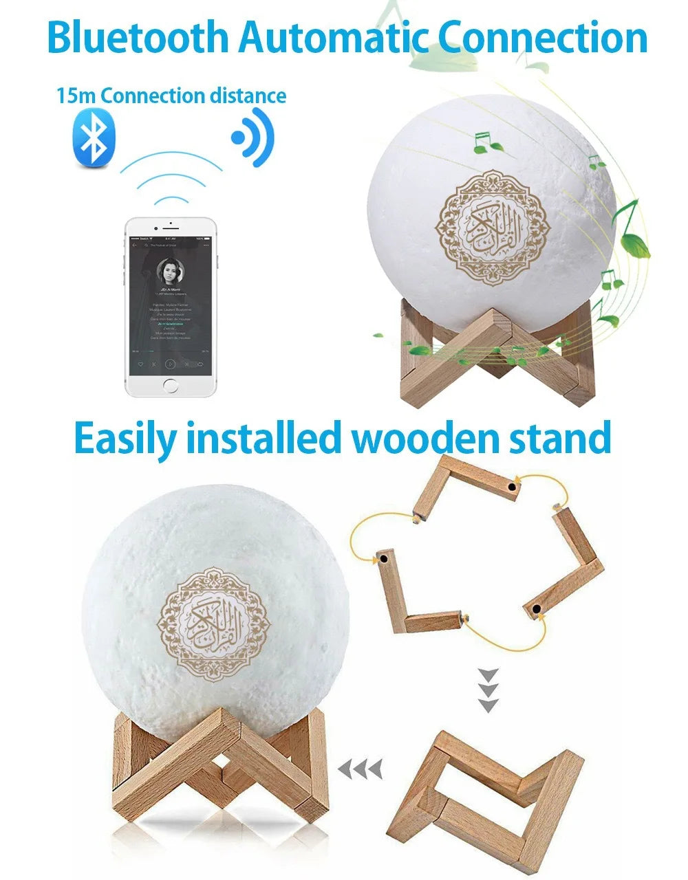Heller Koran Azan Muslim Koran Bluetooth Lautsprecher Tragbares Nachtlicht Heilige Lampe Soundbox Musik Kabellos Caixa De Som Bocina Mp3