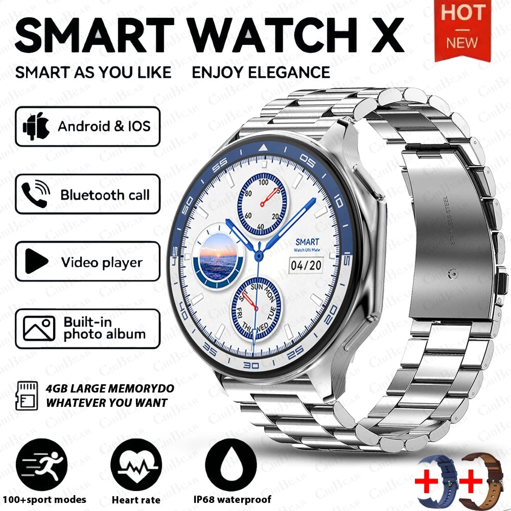 OPPO DT Watch X Montre Connectée Bluetooth avec Appel, 4 Go de Mémoire, Enregistrement, Lecture MP3+MP4, Son Surround Visuel 3D, Smartwatches Homme 2025 Nouveau