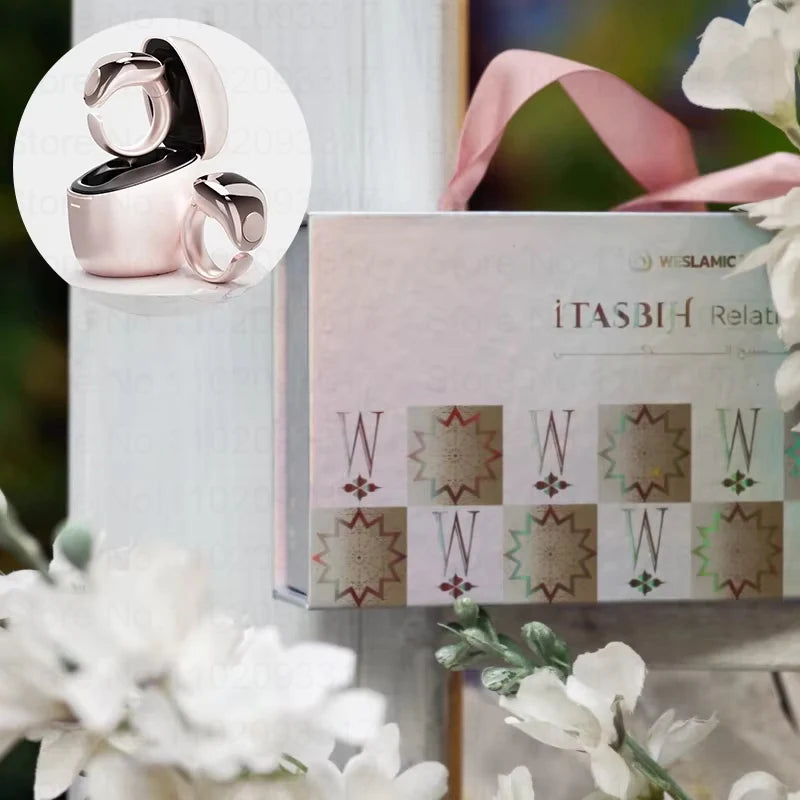 Weslamic Itasbih Faith Zikr Ring Lobpreis Intelligenter Digitaler Zikr Zähler für Muslime Gebetszeit mit Ladebox Vibrationserinnerung
