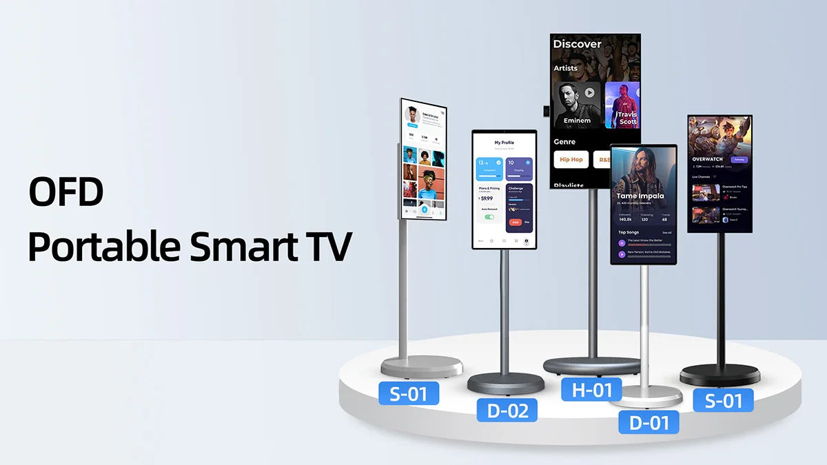 Téléviseur portable LCD 21,5 pouces intelligent 6G+128G, téléviseurs intelligents portables avec caméra intégrée, diffusion d'écran sans fil, téléviseur intelligent