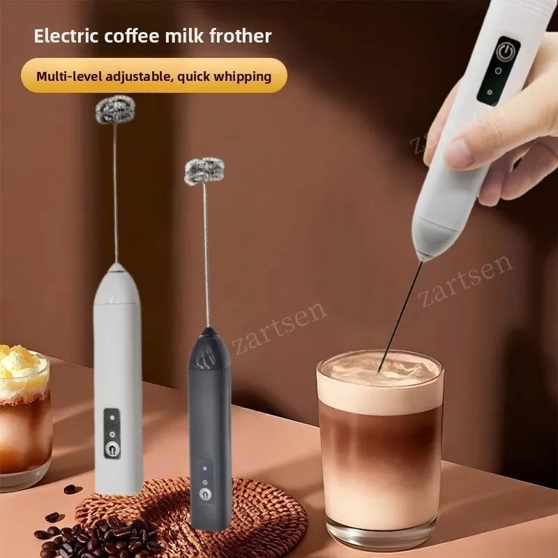 Mousseur à lait sans fil électrique Type-C Mixeur portatif en acier inoxydable Mini fouet pour café Cappuccino Crème