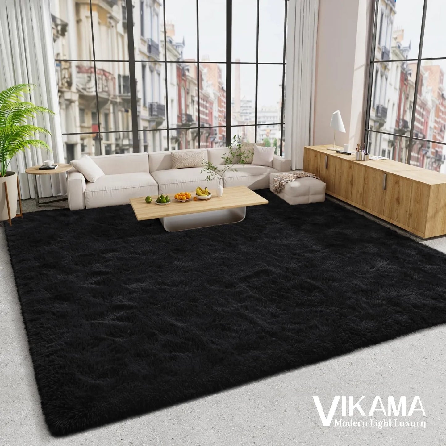 VIKAMA Plüsch Weich Flauschig Luxus Teppich Wohnzimmer Mädchen Schlafzimmer Nachttisch Kinder Dekoration Pflegeleicht Große Fläche Fußmatte