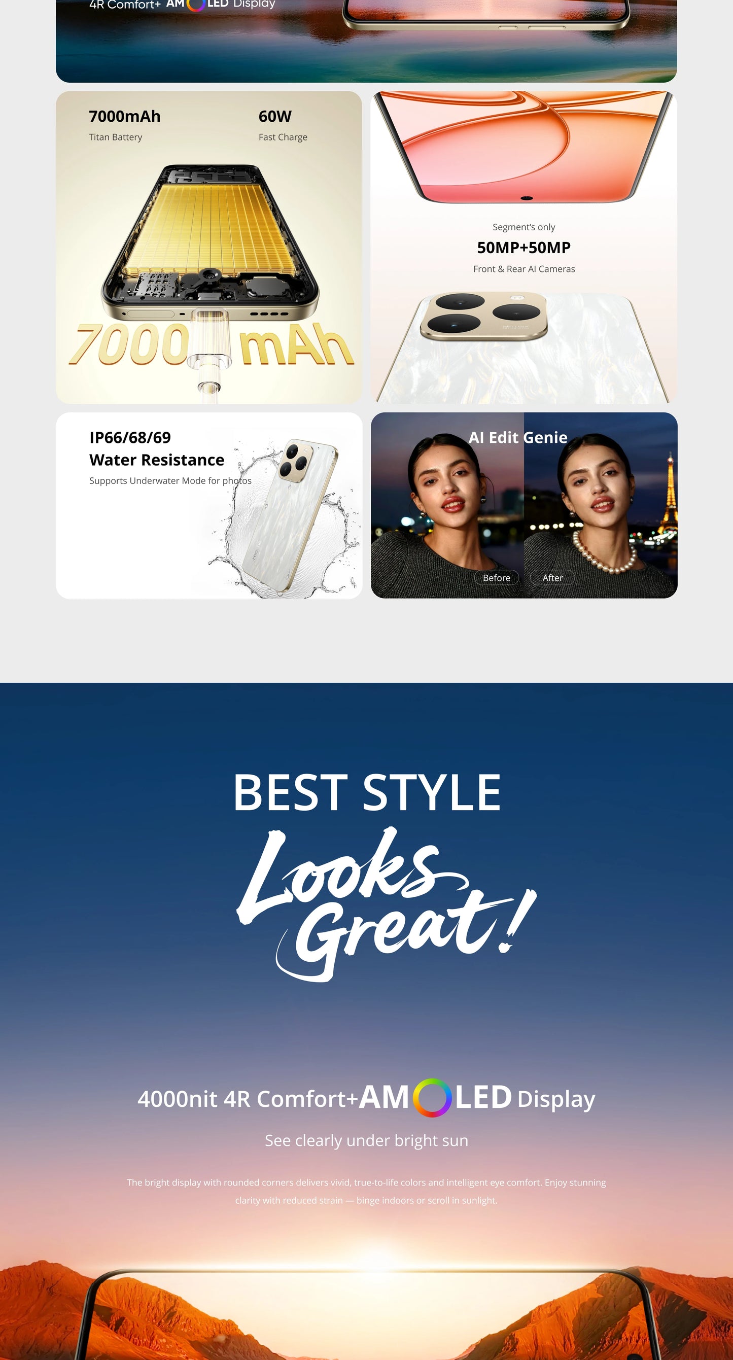 realme 15T 5G Smartphone NFC Dimensity 6400 Max Chipsatz Zwei 50MP Kameras 6.57" 120Hz AMOLED Display 7000mAh Akku 60W Ladung