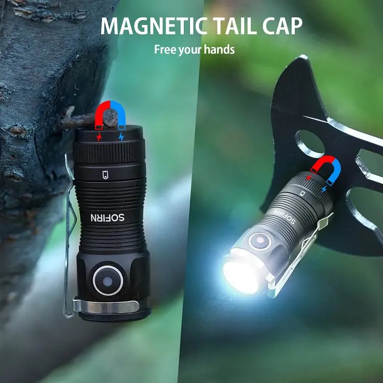 Sofirn Mini SC13A Anduril Lampe torche puissante 519A LED 1300lm 18350 Lampe LED rechargeable 95 IRC élevé avec aimant