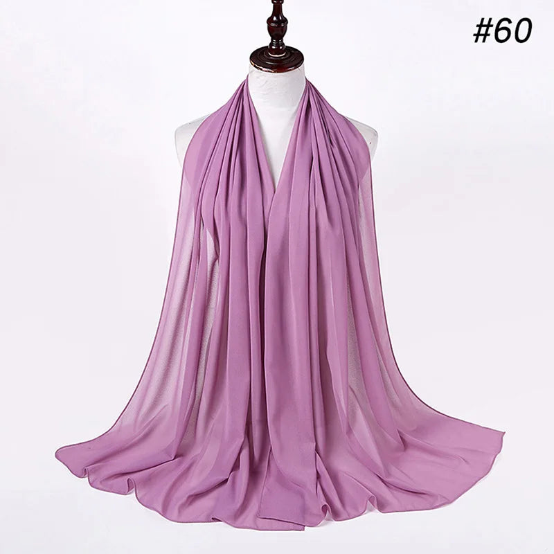 Hijab musulman en mousseline pour femmes, écharpe en mousseline bulle, voile pour femmes, musulmanes, islamiques, de couleur unie, malaisiennes, écharpes foulard musulman