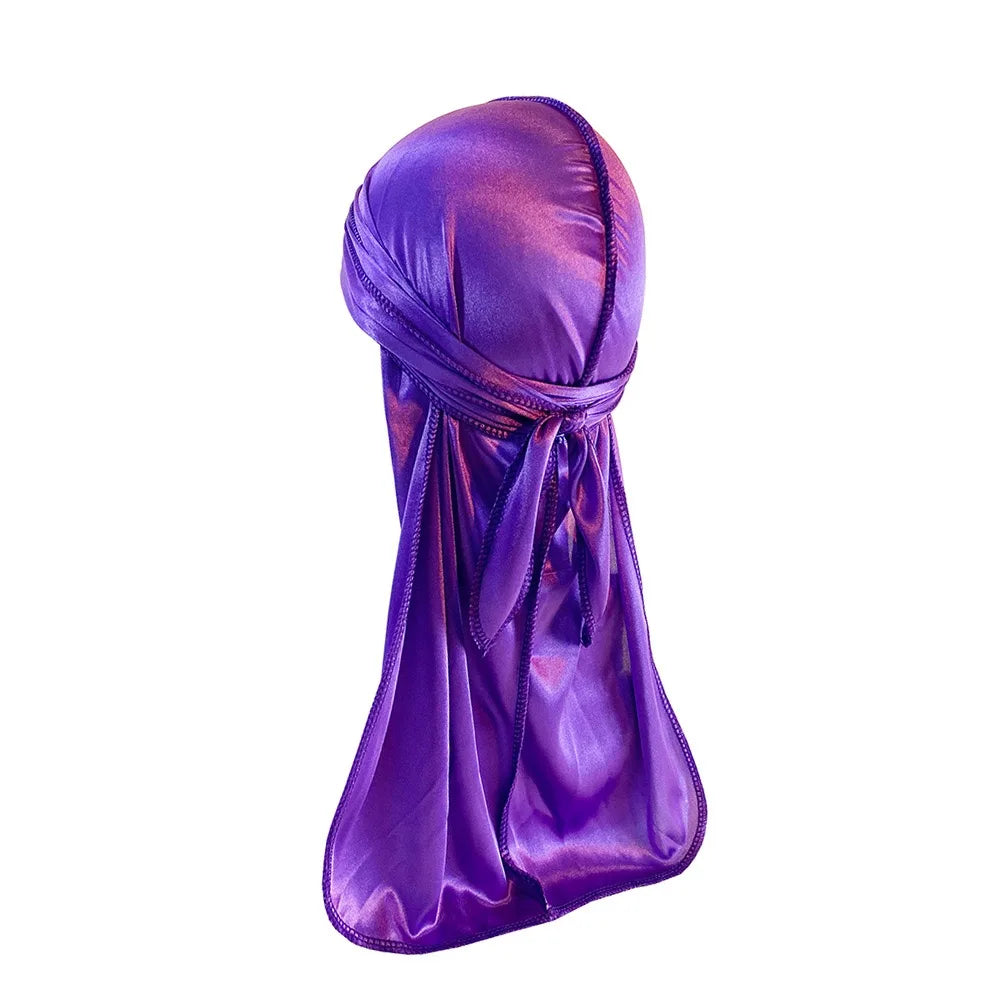 1-4Pcs New Silk Plus (High-Density) Durag Bandana Turban Hat Men Breathable Long Tail Doo Rag for men Durags Pirate Hat Headband