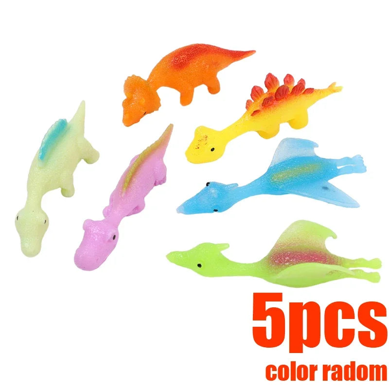 Lot de 10 Lance-Dinosaures Créatifs à Catapulte, Jouets Muraux Adhésifs pour Adultes et Enfants, Jouet Anti-Stress Lance-Dinosaures