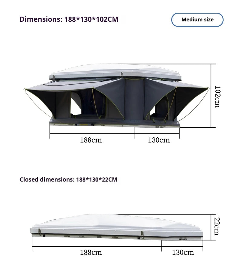 Durable Automatic Foldable Hard Top Roof Tent - For Sedan, SUV, Off-Road, Pickup & Outdoor Camping Self-Driving