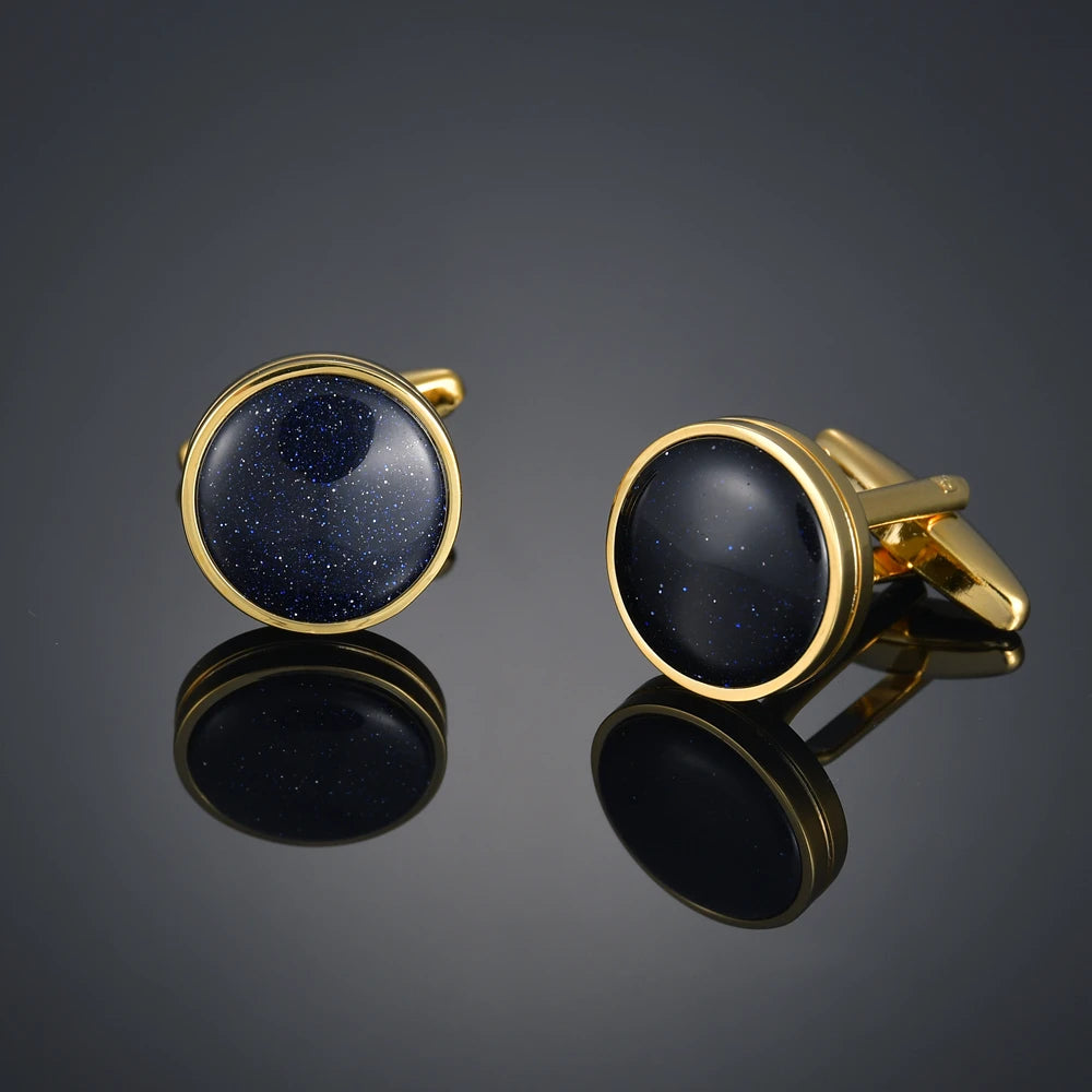 Quality Gems Craft Manschettenknöpfe Blumenmuster Golden Horse Muster Stoff Französische Ovale Hemd gemelos cuff links