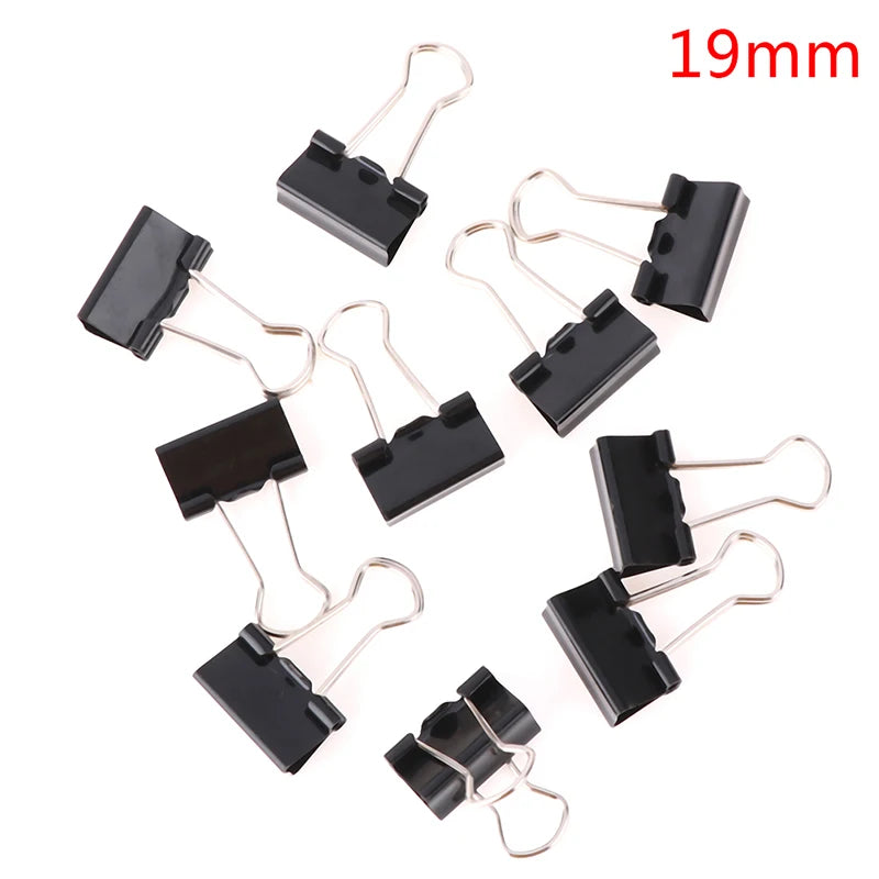 10pcs  Black Metal Binder Clips Notes Letter Paper Clip Office Supplies Binding Securing Clips 15/19/25/32mm