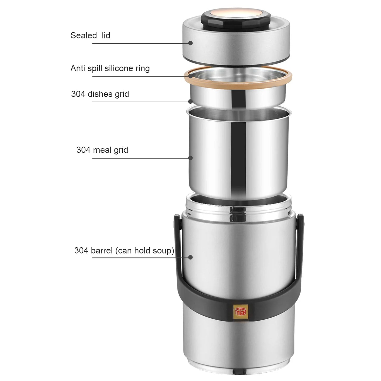 Récipients Isothermes pour Déjeuner 2300 ml, Pot Alimentaire Isotherme en Acier Inoxydable, Boîte à Bento Isotherme Portable pour le Travail et les Voyages