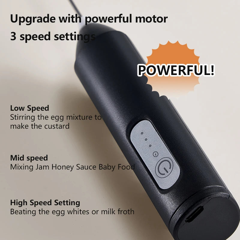 CHAUD Mousseur à lait électrique + Fouet à œufs Recharge sans fil Type-C 3 vitesses Mini batteur à main Mousseur à café Outils de cuisine