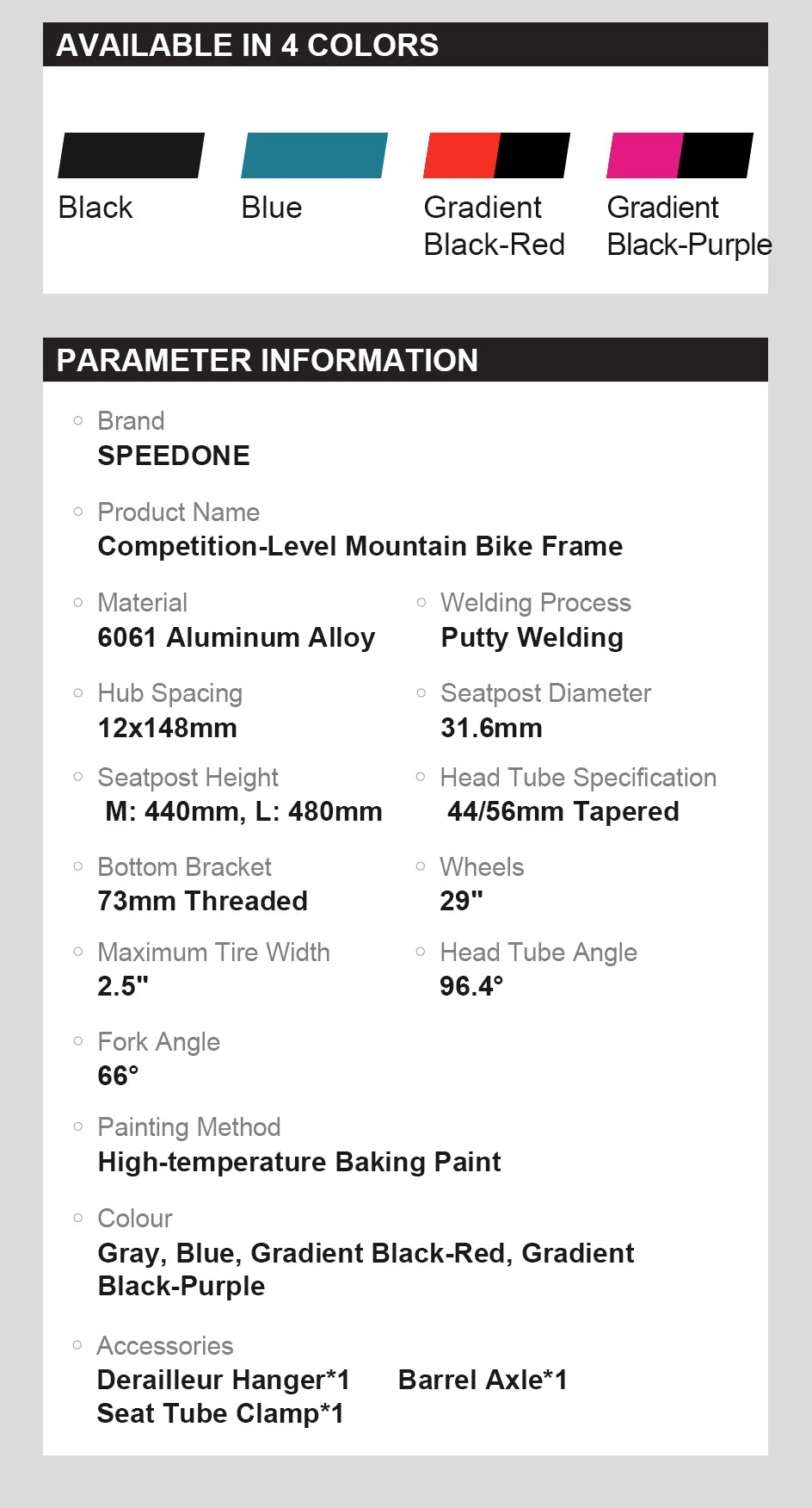 SPEEDONE 29 Fahrradrahmen Boost 148mm Aluminium 29 MTB Rahmen Konisches Steuerrohr für Ausdauerrennen Farbverlauf Mountainbike Rahmen