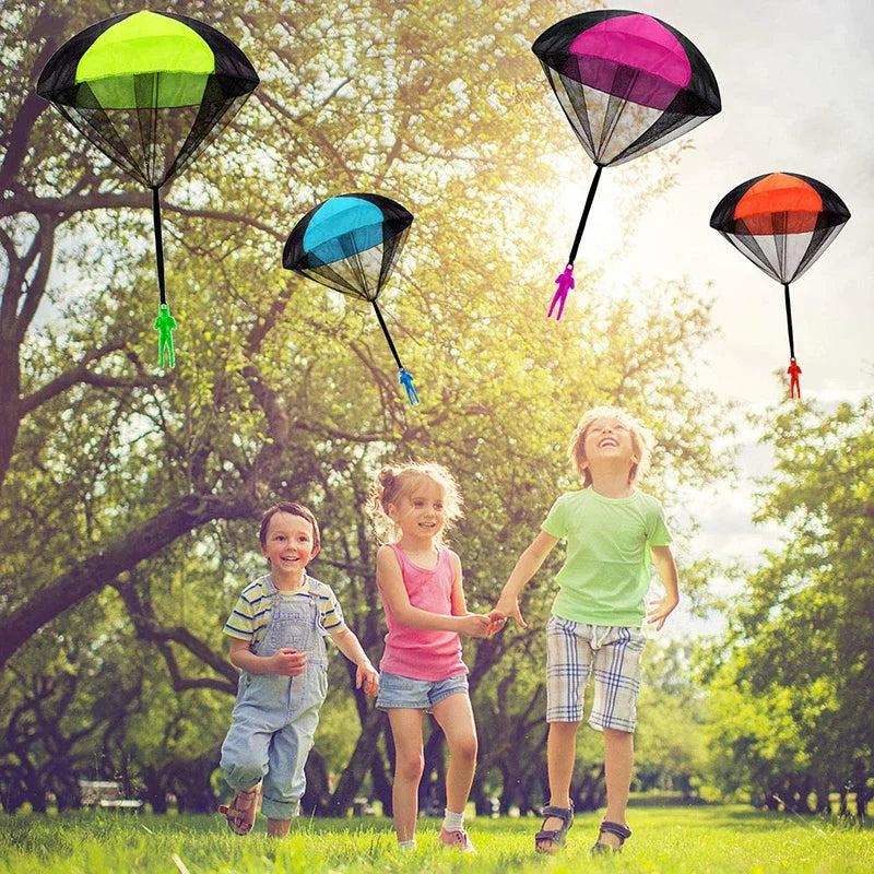 Parachute à Lancer à la Main 4 Pièces, Mini Parachute pour Enfants, Jouet de Plage Extérieur, Jouets Éducatifs de Divertissement Parent-Enfant