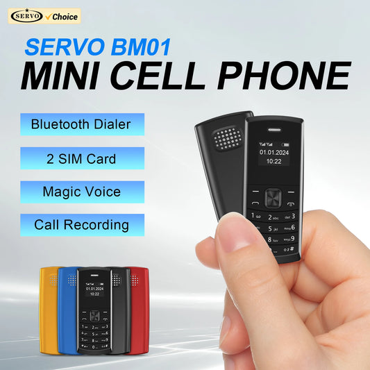 SERVO BM01 Mini Handy Magische Stimme Kurzwahl Bluetooth-Einwahl Anrufaufnahme 2 SIM Standby 2G GSM Kleines Ersatzhandy