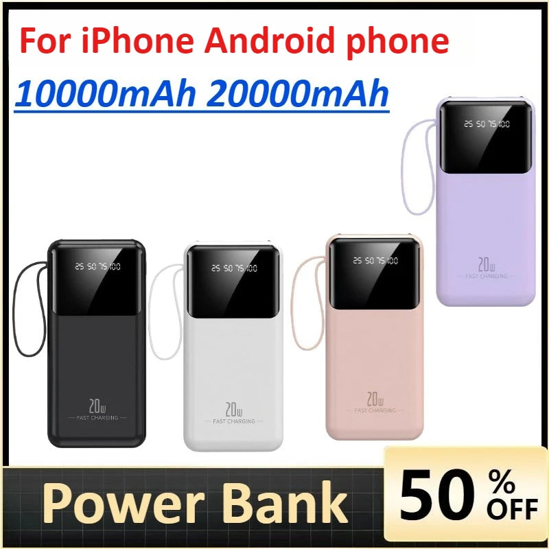 Batterie Externe 10000mAh 20000mAh pour iPhone et Téléphones Android Charge Rapide Powerbank Chargeur Portable
