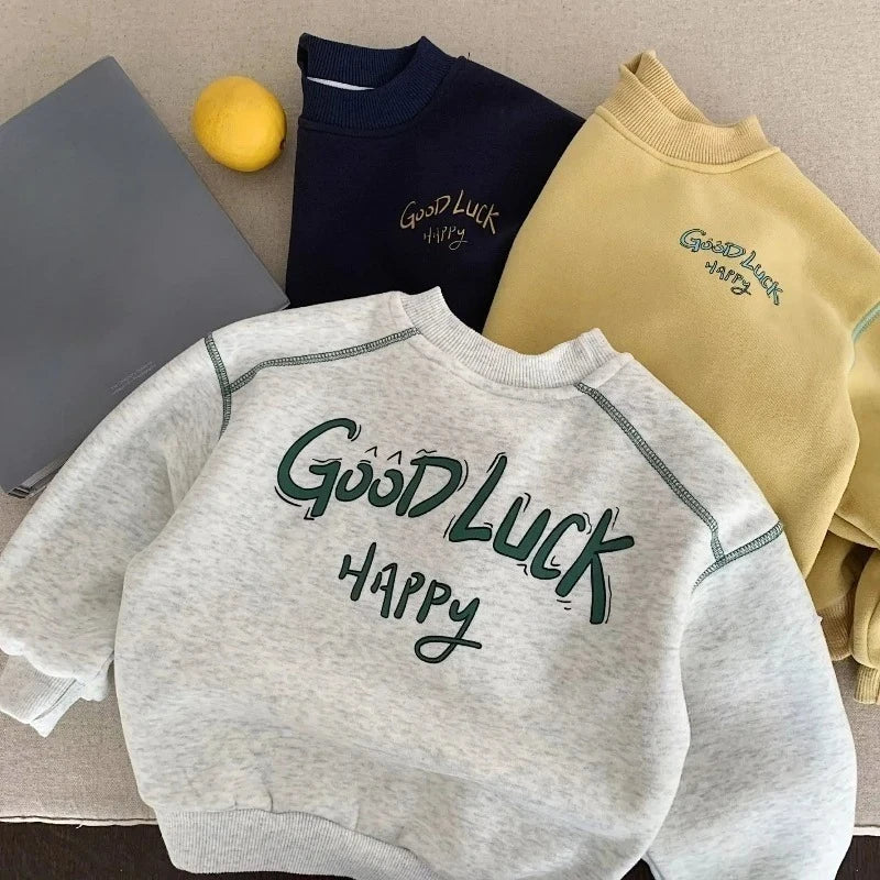 Sweat-shirt Enfant 2025 Printemps Automne Garçons Imprimé Lettre Hauts Tout-petits Enfants Chandails Décontractés Bébés Hoodies