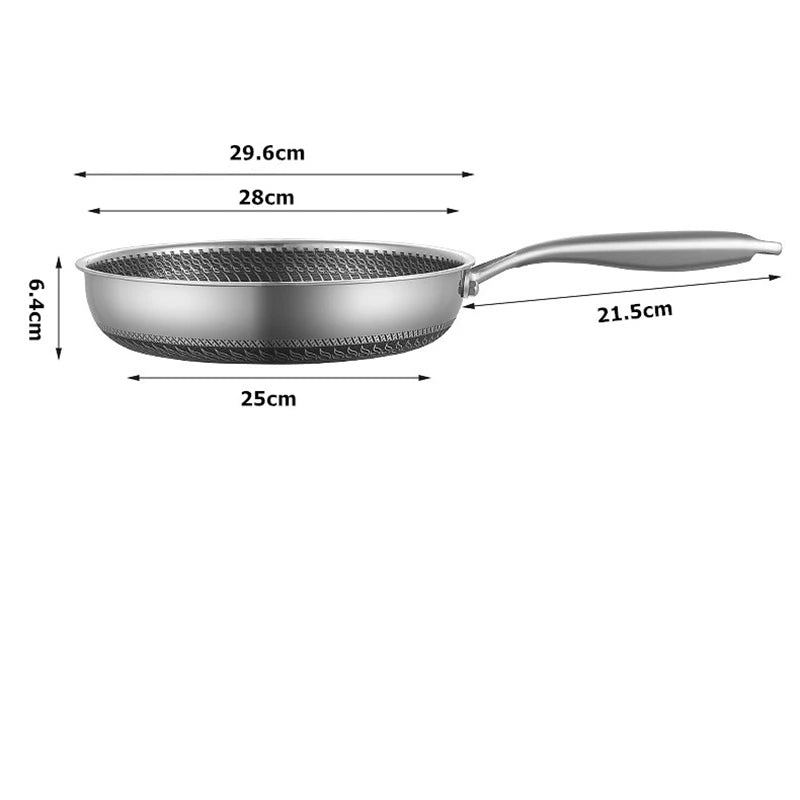 LMETJMA Poêle à frire en acier inoxydable antiadhésive alvéolée avec couvercle compatible avec les tables de cuisson à induction, vitrocéramiques et à gaz KC0480