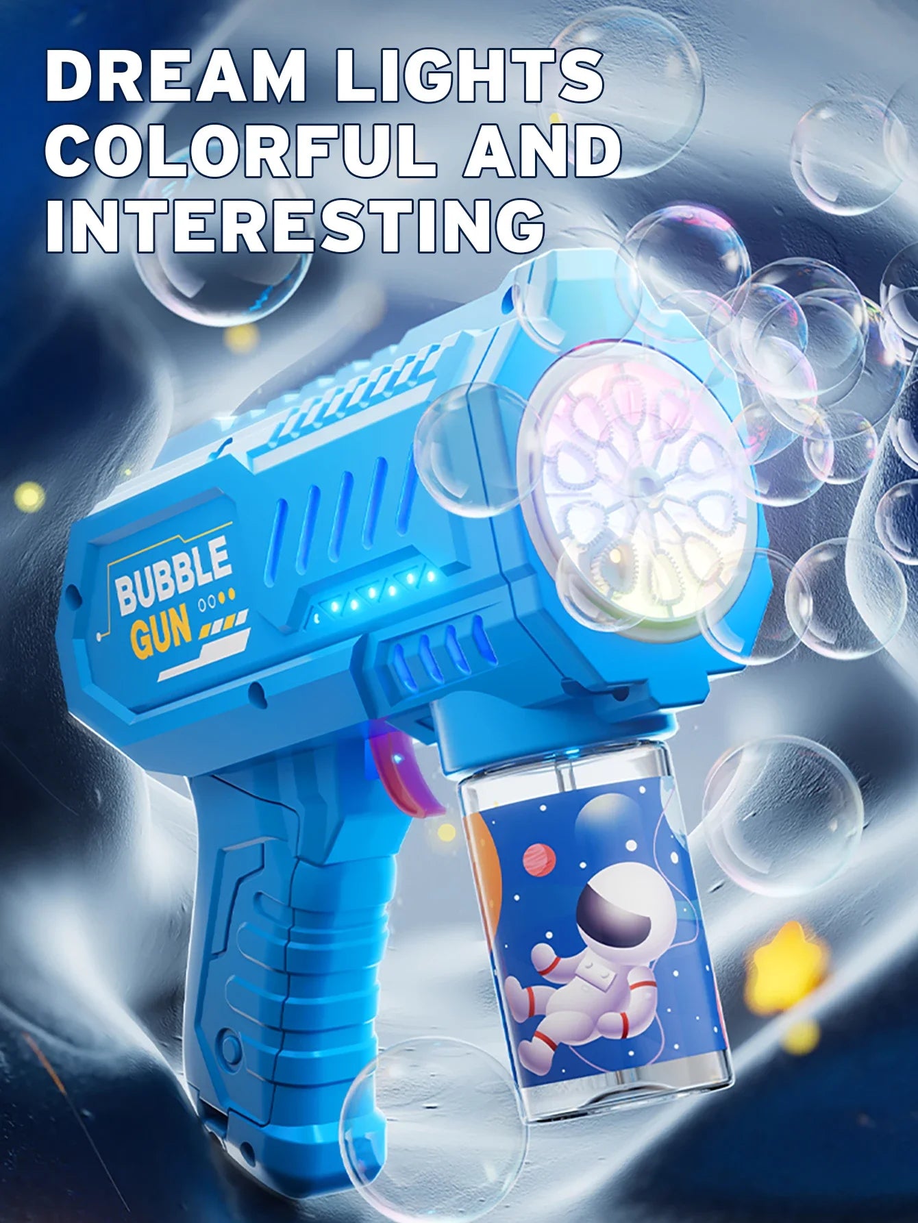 Vollautomatische Blasenpistole Raketen-Blasenmaschine Automatischer Gebläse mit Blasenflüssigkeit Spielzeug für Kinder Strand Outdoor-Blasengeschenke