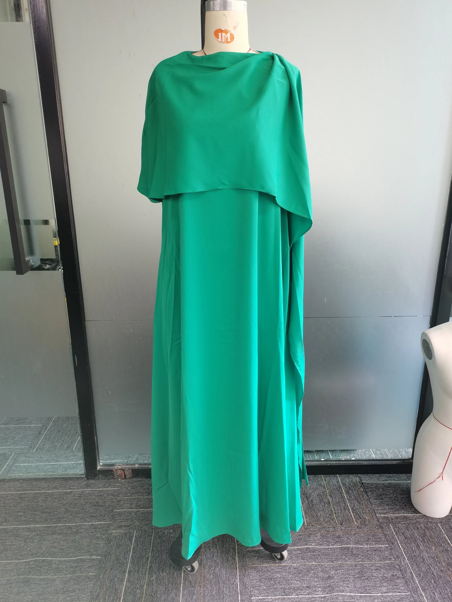 Onecozyday Damen Abendkleid Einfarbig Rundhals Asymmetrisches Bodenlanges Wickelkleid Frühling Sommer Neu Plissiertes Kleid 2024