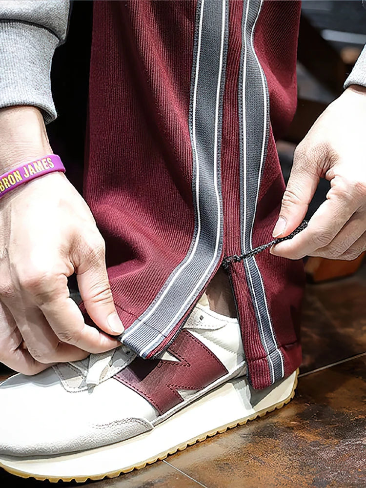 Seitlicher Reißverschluss Schlitz Lässige Sportweite Jogginghose Herren Gerade Lange Hose Outdoor Laufen Cargo Hose