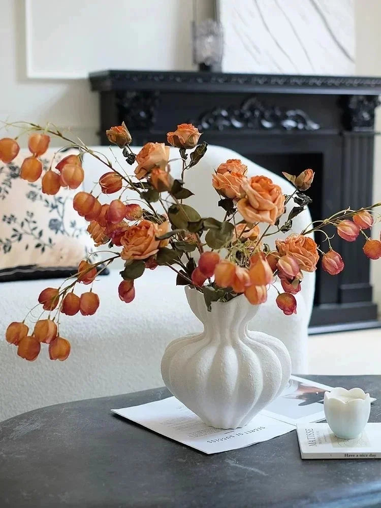 French Ceramic Vase Minimalist Floral Vessel Table Centerpiece Home Decor For Women Gift For Anniversary Birthday