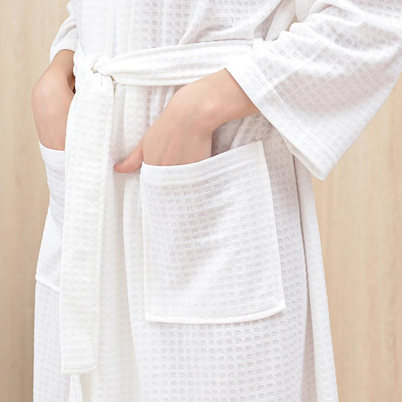 Peignoirs d'automne pour adultes, avec ceintures, col en V, pyjamas pour hommes et femmes, peignoirs de couple avec poches, manches longues, chemise de nuit tendance
