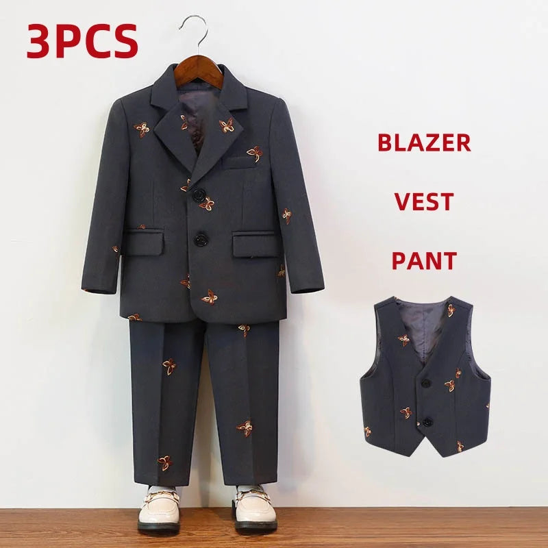 Herbst Winter Kinder Festanzug Für Jungen Schmetterling Stickerei College Jungen Anzug Kinder Mädchen Moderationsauftritt Kleider