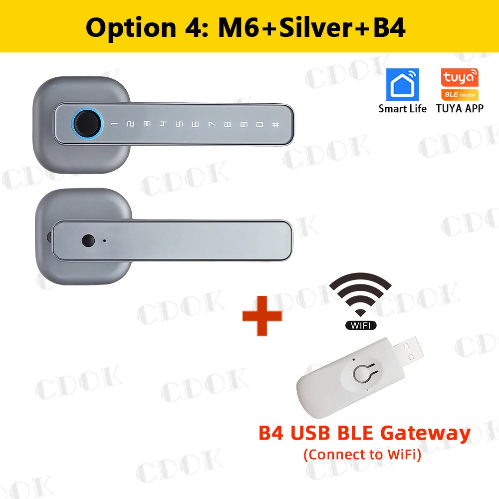 Serrure intelligente CDOK 2025 Nouvelle M6 Tuya Bluetooth, serrure de porte, serrure à empreinte digitale, serrure à mot de passe, méthodes de déverrouillage multiples