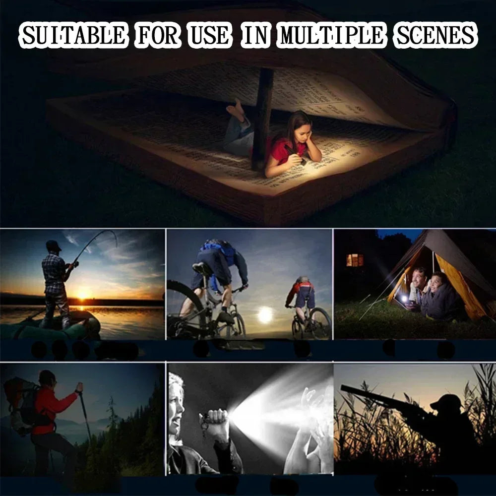 Lampe de poche portable super lumineuse 3 LED SST20 - Torche USB rechargeable de haute qualité, étanche avec CLIP DE CASQUETTE pour la randonnée et le camping