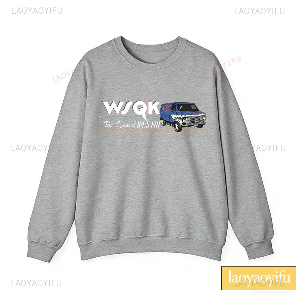 WSQK The Squawk 94.5 FM Radio Sweatshirt Wsqk Unisex Sweatshirts Vintage Sci-Fi Crewneck 80er Nostalgie Sweater Retro Shirt Geschenk