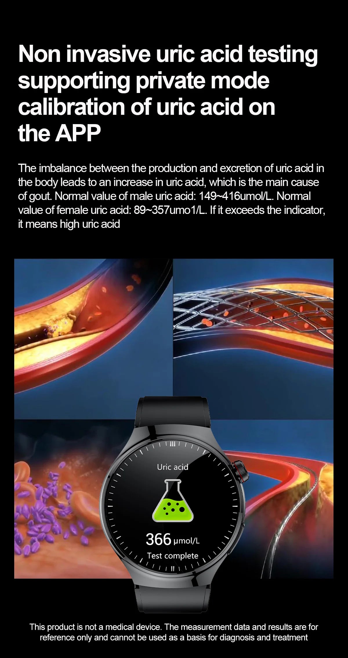 Montre Intelligente de Soins Infirmiers 2025 Montre connectée Santé, oxygène sanguin, lipides sanguins, acide urique, ECG+PPG, température corporelle, appel Bluetooth