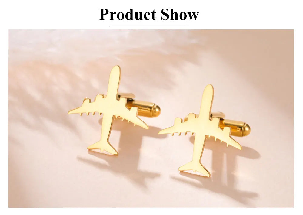 Boutons de Manchette Avion Cazador pour Homme Accessoires Cadeau Pilote Boutons de Manchette de Chemise en Acier Inoxydable Vente en Gros Mariage Anniversaire Tendance