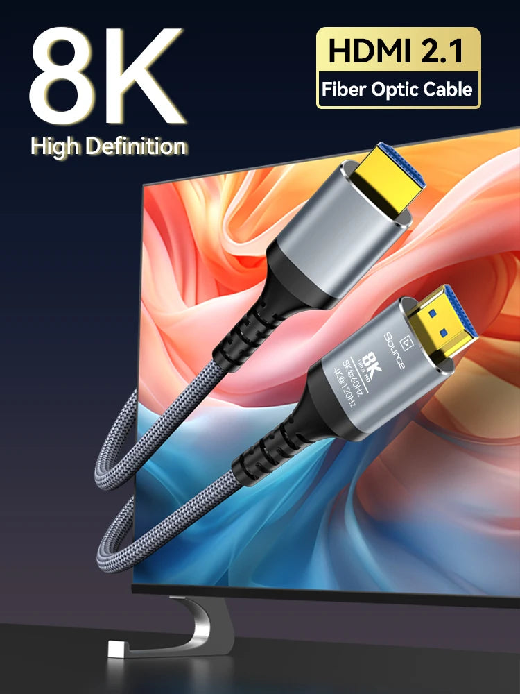 8K HDMI 2.1 Glasfaserkabel 8K60Hz 4K120Hz HDMI Kabel Dynamisches HDR/eARC/HDCP 2.3 Kompatibel mit LG Samsung Sony TV/PS5/Blu-ray