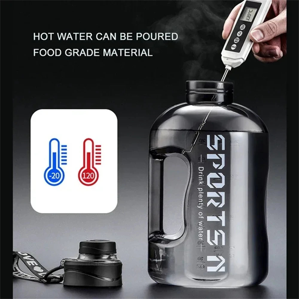 1x Große Trinkflasche 1,7L/2,7L Sport-Wasserflasche mit Strohhalm Tragbarer Camping Fitnessstudio Fahrradbecher für Sport und Fitness