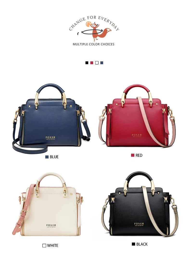 FOXER Spaltleder Damen Umhängetasche Elegante Handtasche 2026 Neue Große Damen Tragetasche Luxuriöse Designer Umhängetasche